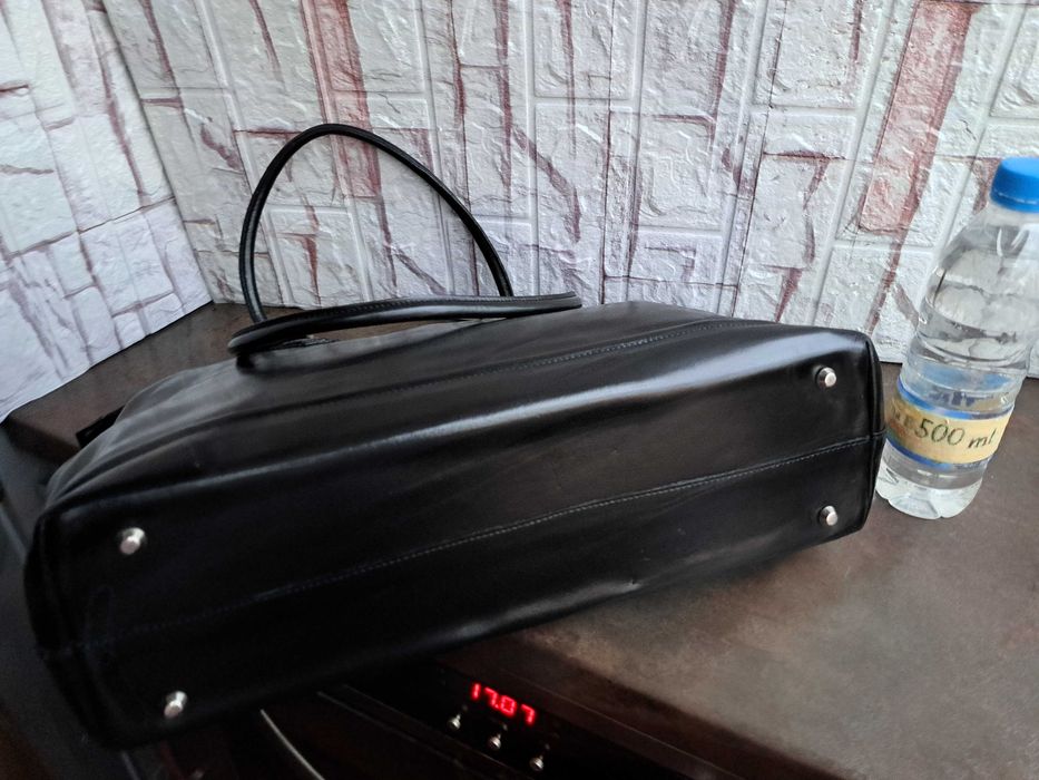 дамска чанта Chris Lancelot ,черна кожена чанта-естествена кожа