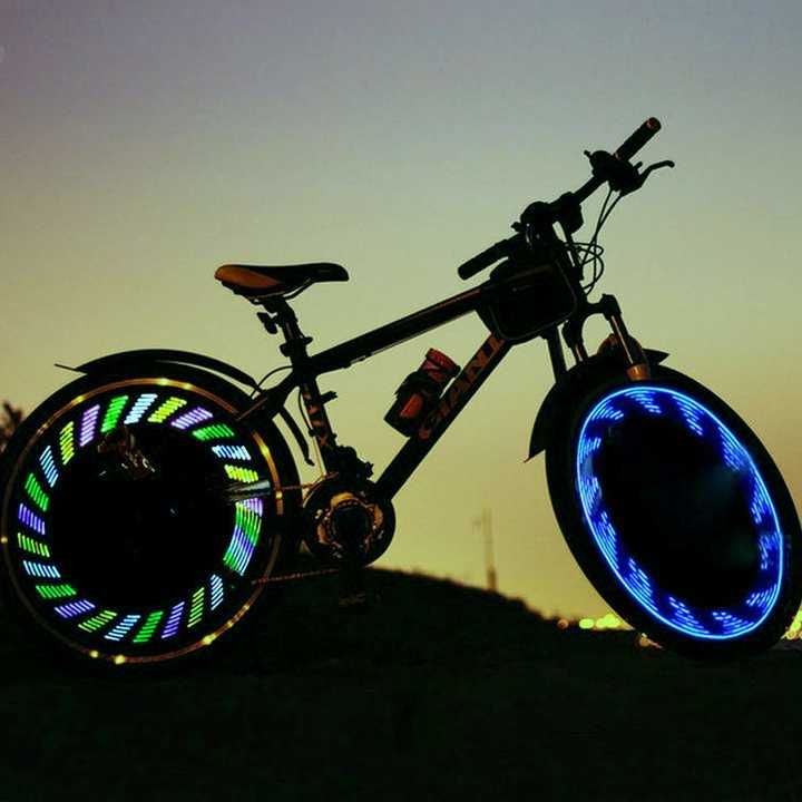 Осветление за спици на велосипед, 7 LED, 12 шарки, Сензор за движение
