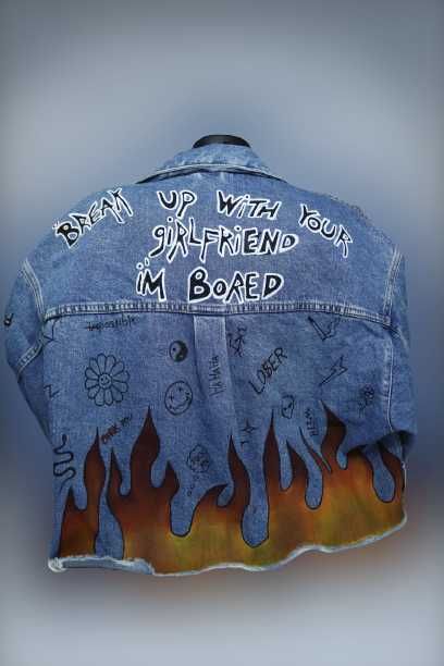 Geaca denim pictata manual