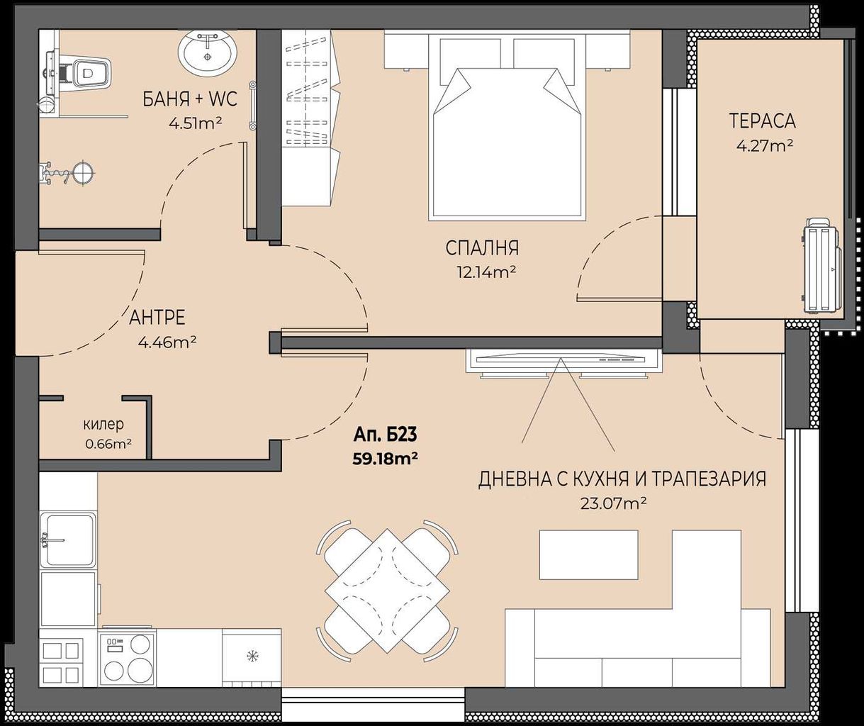 Продава се Двустаен апартамент в Пловдив, Остромила - 67 кв.м за 1100 €/кв.м - Снимка #2