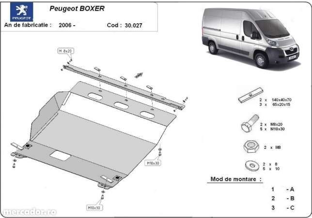 Scut metalic pentru motor Peugeot Boxer 2006-prezent - otel 2,5mm