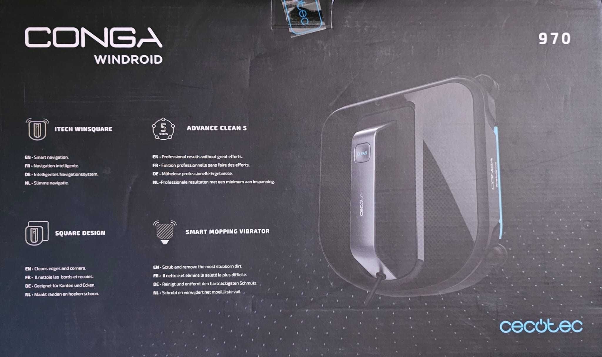 Robot inteligent pentru curatarea geamurilor Conga WinDroid 970, Negru