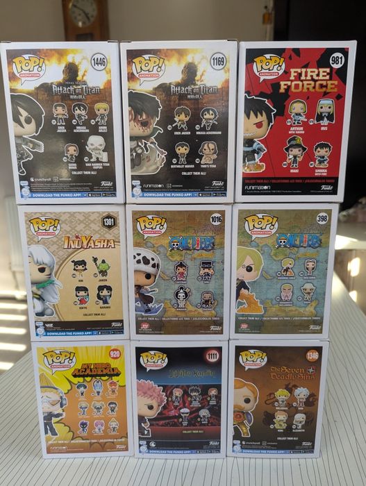 Funko Pop One Piece AoT Levi Jujutsu Dragon Ball My Hero Escanor Law
