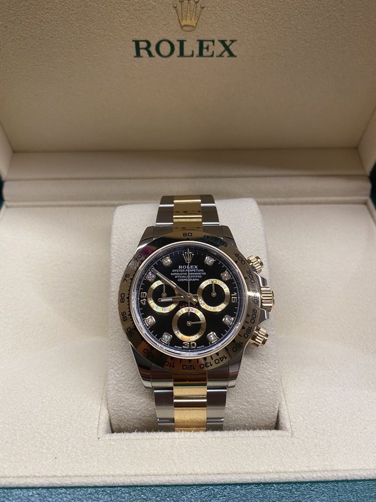 Часовник Rolex Daytona 18K Yellow Gold & Steel Black Diamond Dial