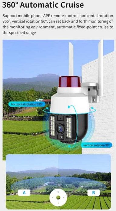 8MPx PTZ 360° AutoTracking Камера Zoom WiFi Видеонаблюдение PIR Сензор