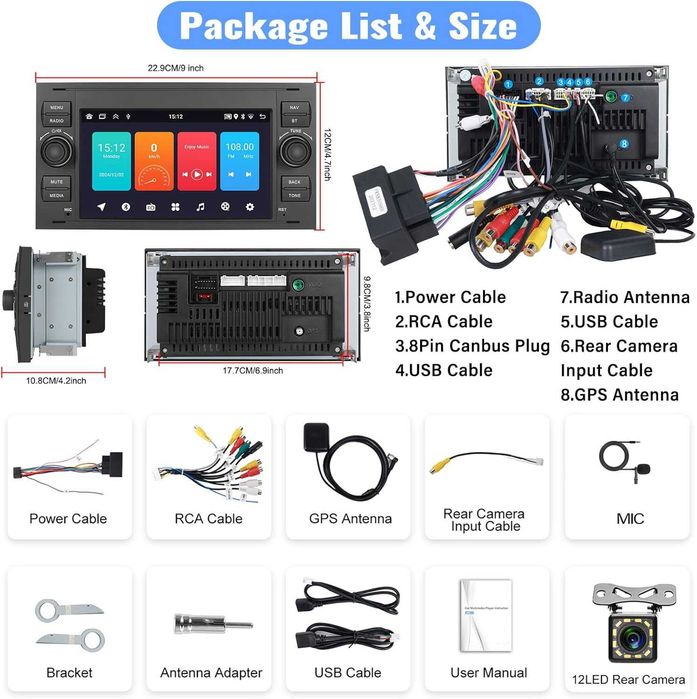 SIXWIN 7-инчово Android радио за Ford Transit Fiesta Focus Fusion Kuga