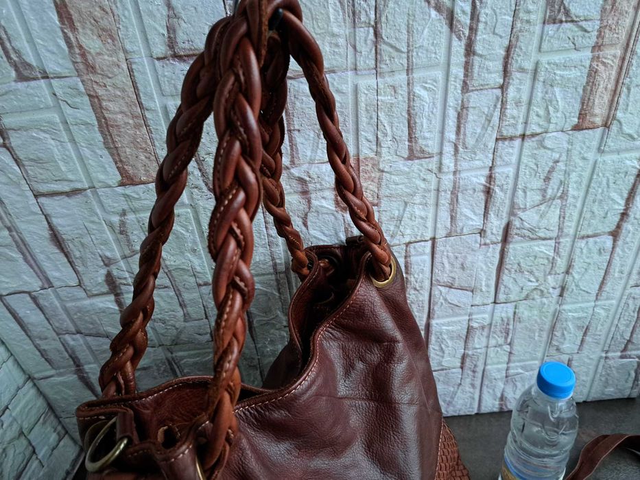 дамска кожена чанта Mia Tomazzi-кафява,кожена торба-естествена кожа