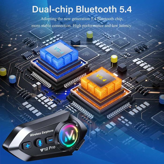 2 Броя - Y12Pro – За каска, Моторджийска Bluetooth, интерком, intercom