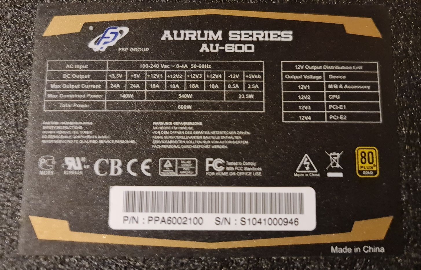 Sursa FSP 600W certificare 80 Plus GOLD Full Box