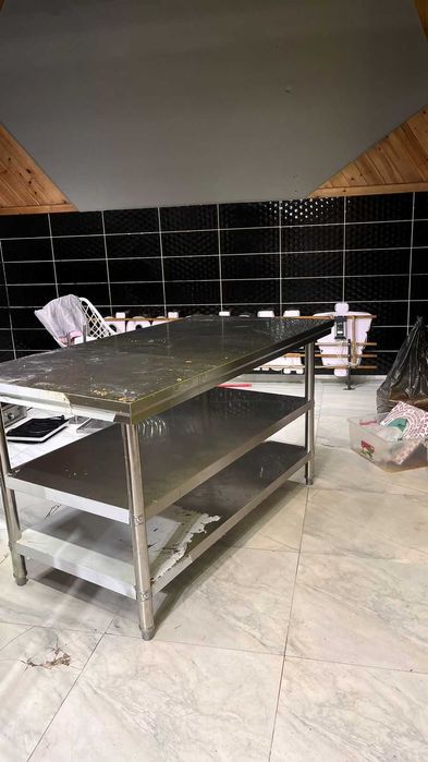 Нержавейка стол с полками