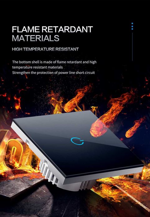 Intrerupator Touch, Sticla Securizata, Design Modern, Iluminare LED 1F