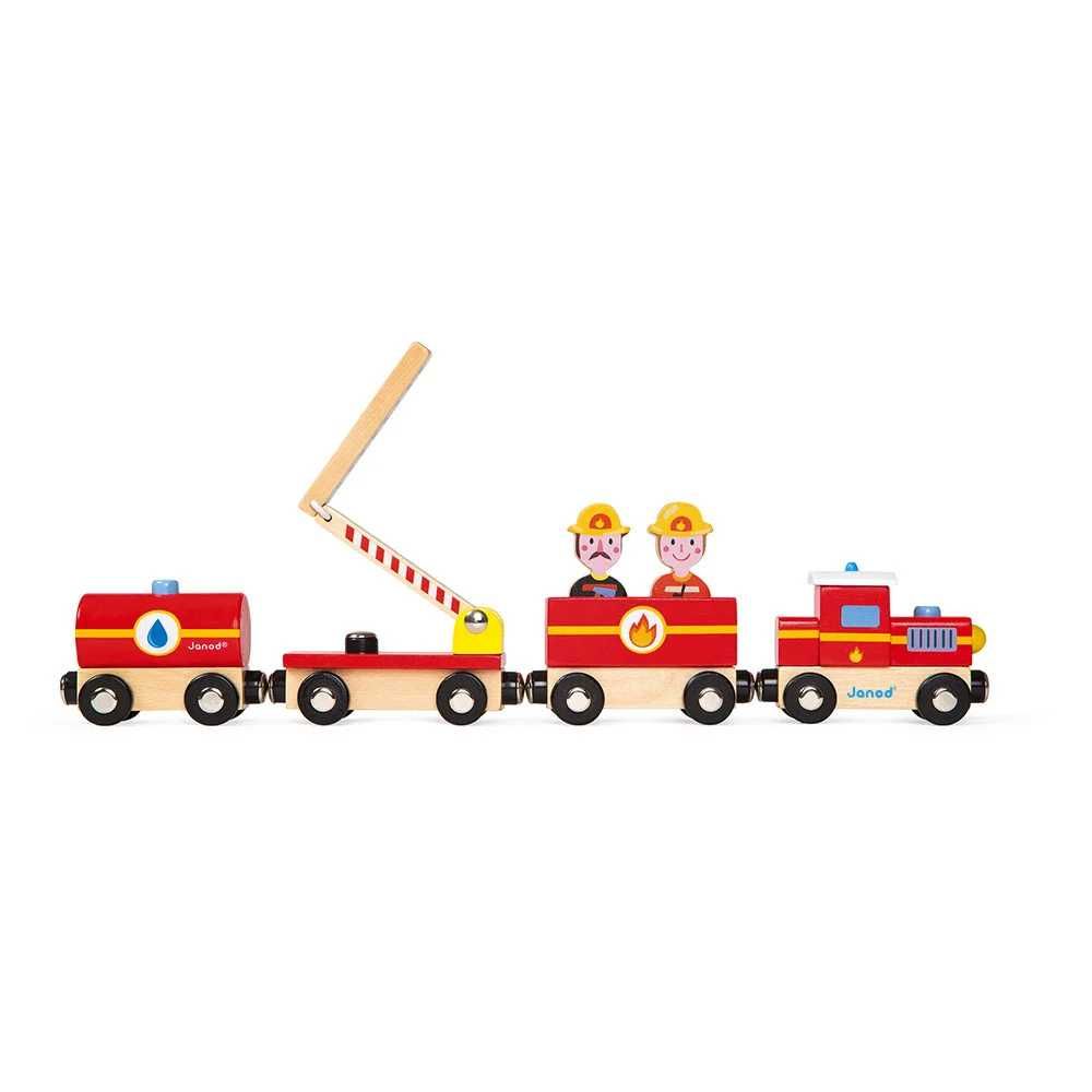 Set de joacă din lemn mini povești - Tren de pompieri - Janod J08590
