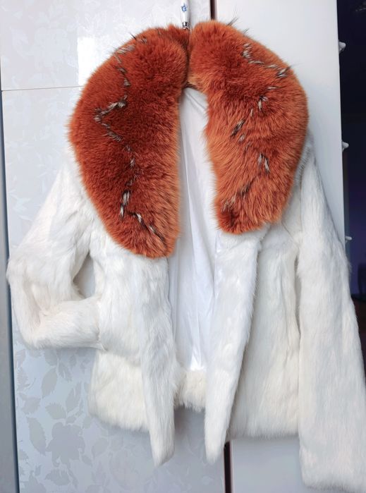 Палто от естествен косъм чинчила и лисица