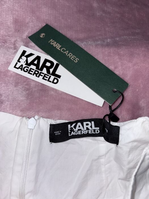 Fustă S 38 Alb Albă Karl Lagerfeld eticheta alb albă negru argintiu