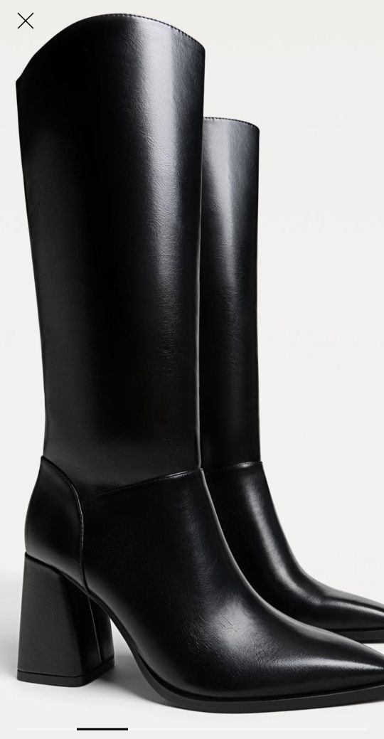 Кожени ботуши Stradivarius