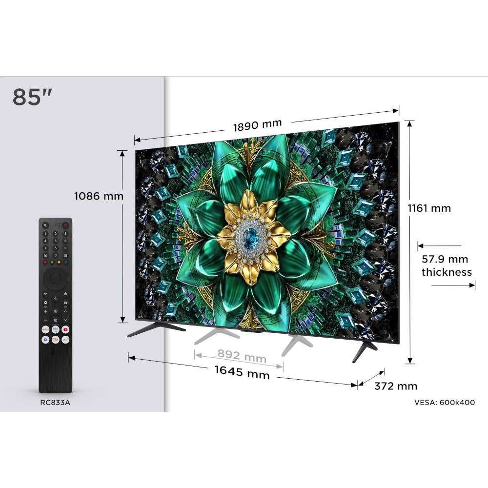 Mini LED TV 4K 85''(215 cm) TCL 85Q6C, 100 Hz, smart Google TV ocazie
