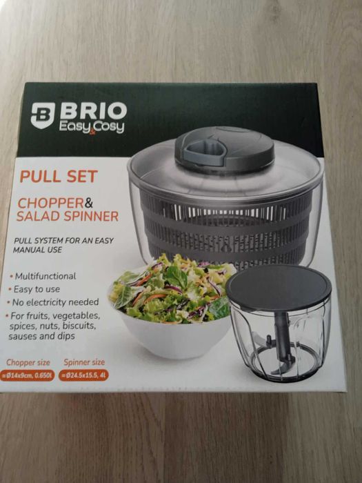 Уред 2в1, центрофуга за салата и ръчен чопър, Easy & Cosy, Brio