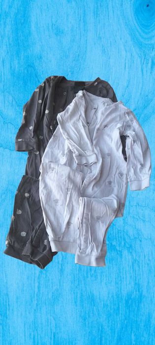 Set salopete pijama oite bumbac cu capse H&M