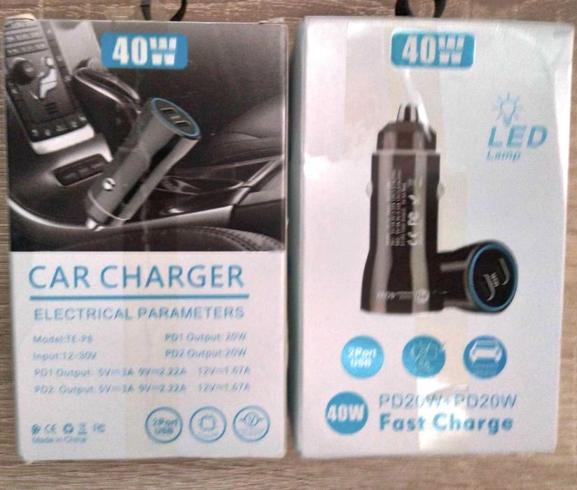 Incarcator super fast telefon 40W pt masina Alb. Nou ambalat