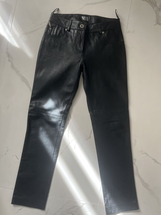 Pantaloni piele naturala negri