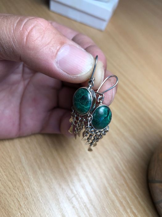 Сребърни Обеци с “Макахит”