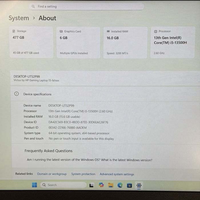 HP Victus Gaming 15 i5-13500H RTX 4050 6GB SSD 512GB RAM 16GB
