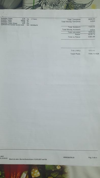 Vând termopan pt balcon