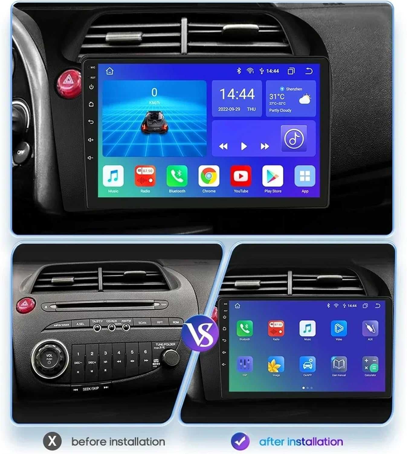 Мултимедия за Honda Civic Hatchback навигация плеър Android 2DIN