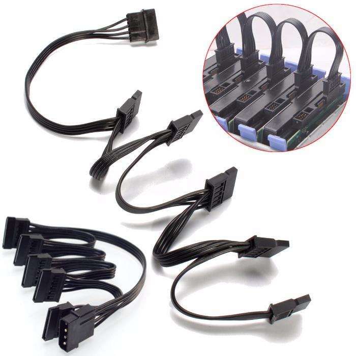 Cablu adaptor alimentare 5 harduri SATA dintr-o singura mufa molex