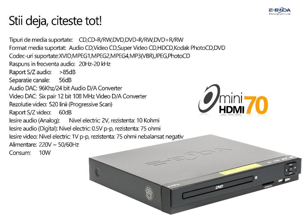 Dvd player E-Boda DVX mini 70