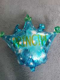 Balon din folie albastru pentru botez în forma de coroana
