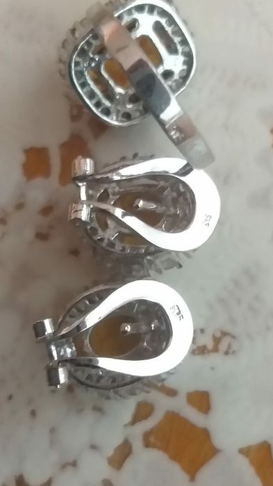 Vand superb set din argint cercei si inel