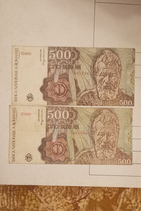 Vând bancnota de 500 lei din anul 1991 cu Brâncuși, ca și Noua!