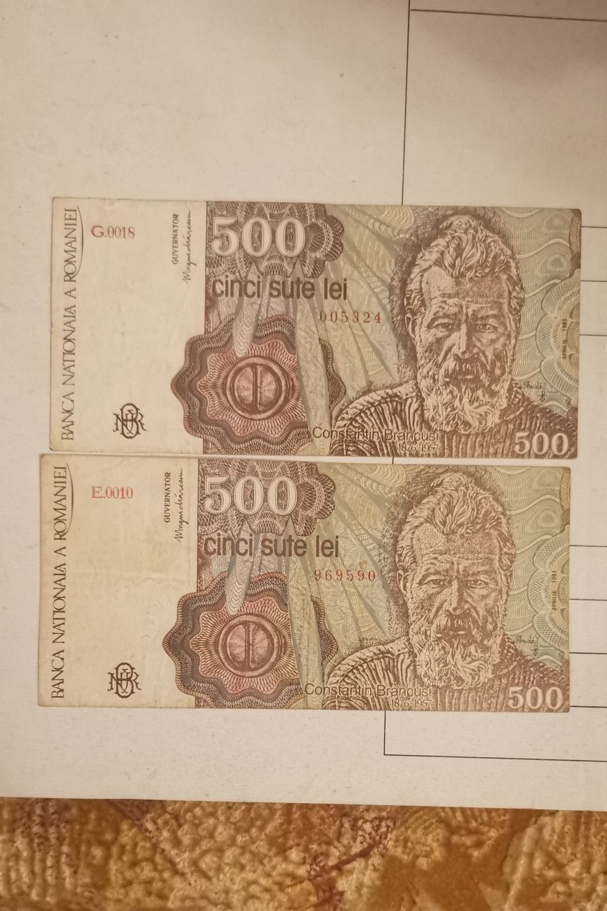 Vând bacnota de 500 lei din anul 1991 cu Brâncuși