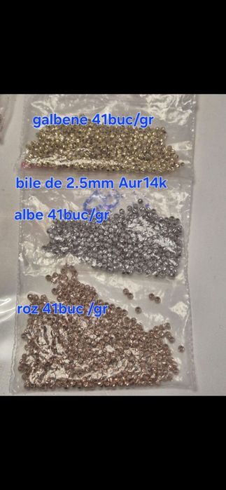 Vând biluțe aur 14 k alb roz și auriu diferite dimensiuni