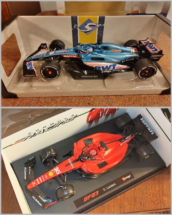 Macheta 1:18 F1 Alpine A522 Fernando Alonso 2022 Ferrari SF-23 Leclerc