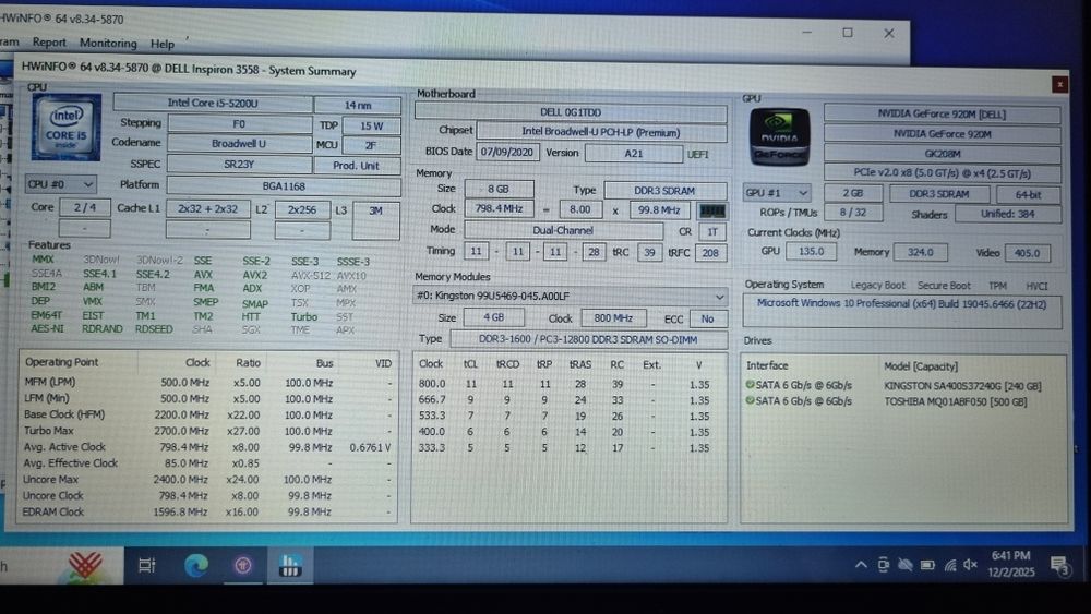 Vand laptop Dell Inspiron 3558 15,6'