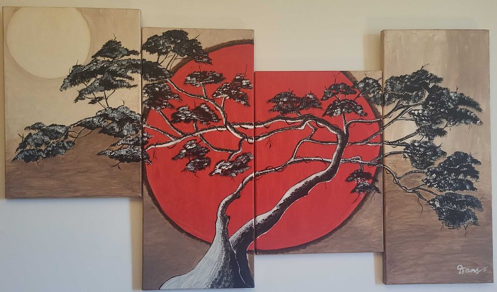 Compozitie deosebita, set 4 tablouri, pictor roman consacrat