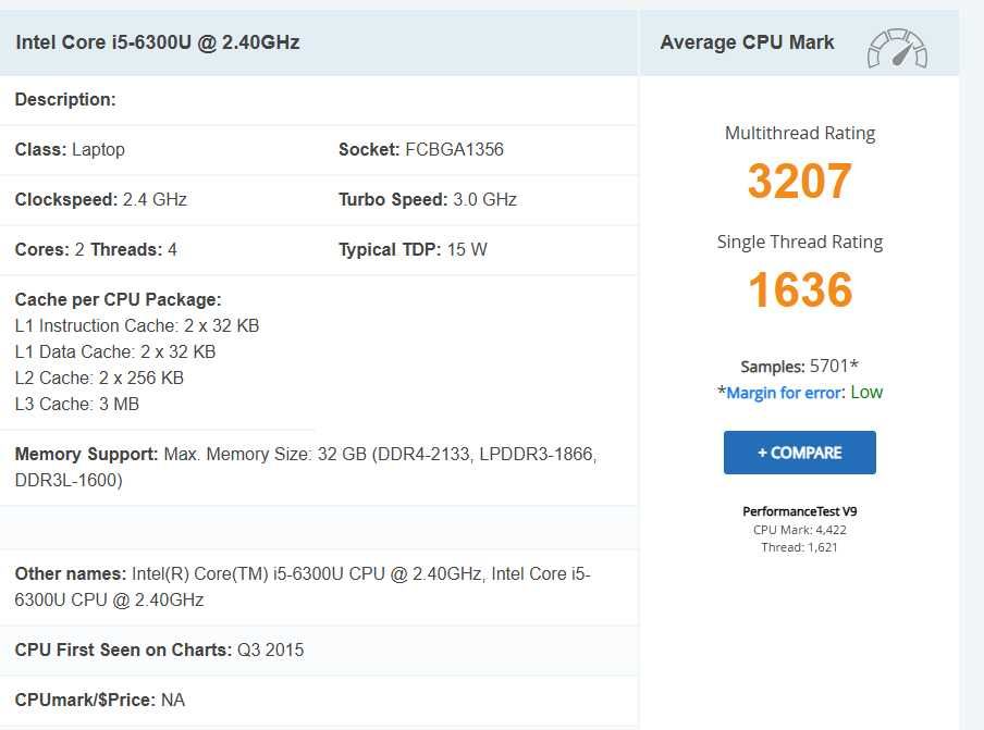 Leptop Dell i5-6300 CPU 2.40 GHz 2.50