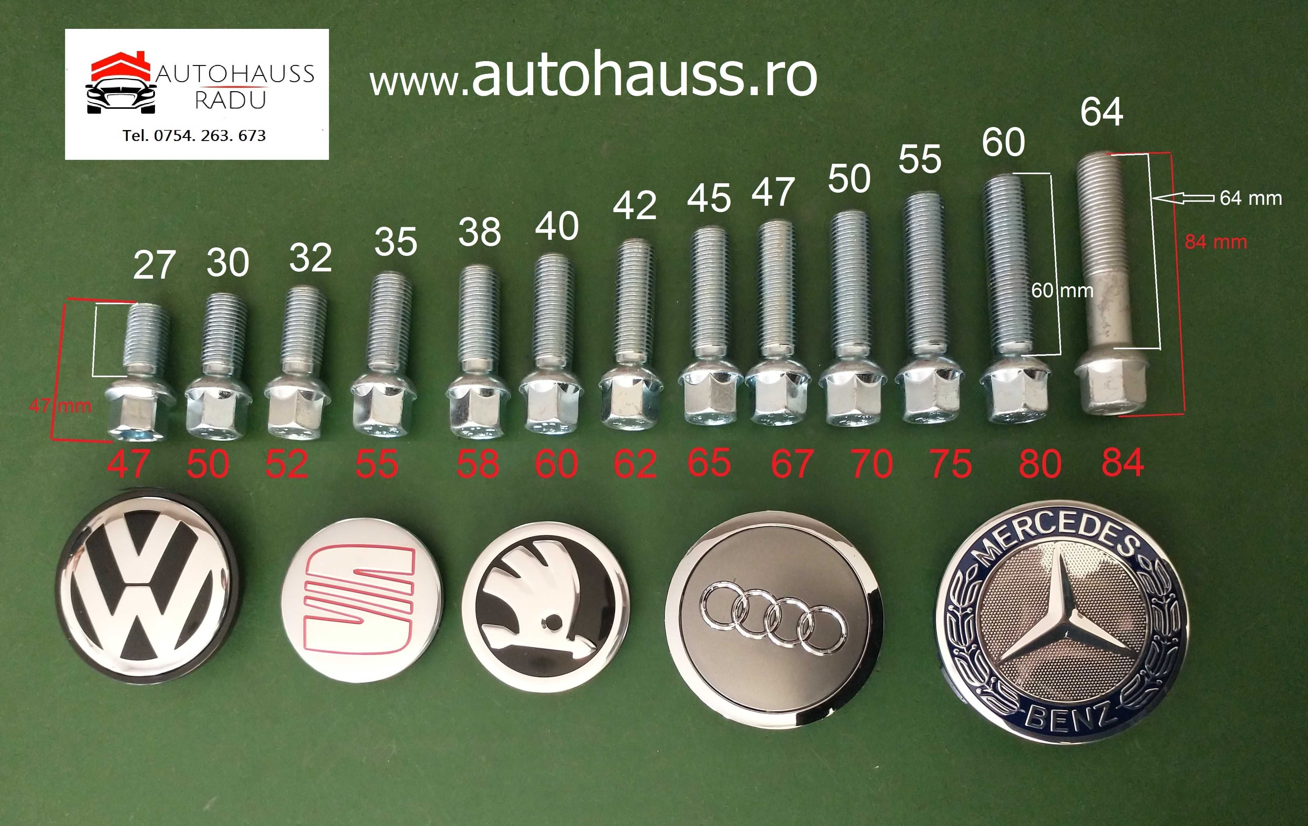 Prezoane VW Audi Mercedes M14 x 1,5 filet 30 mm Total 50 mm cap Raza