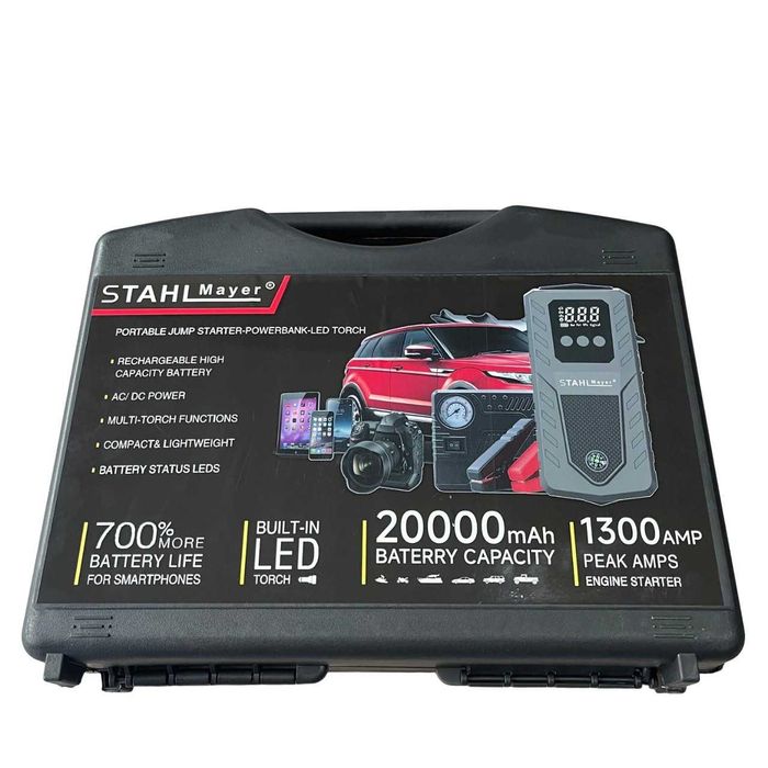 STAHLMAYER Jump Starter 20000mAh – 12V/1300A стартер с компресор