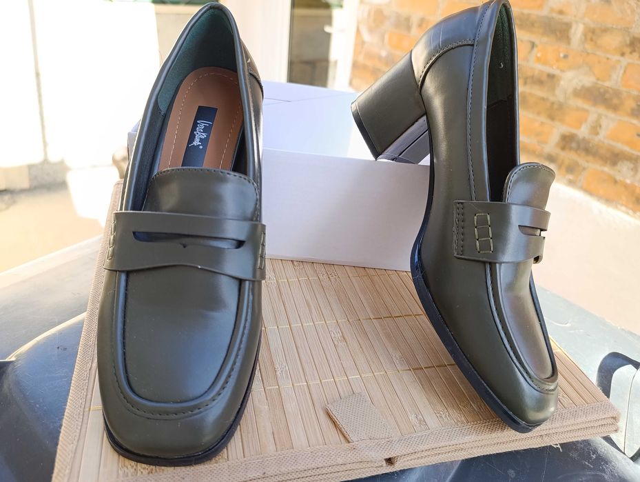 Дамски мокасини маслено зелен цвят