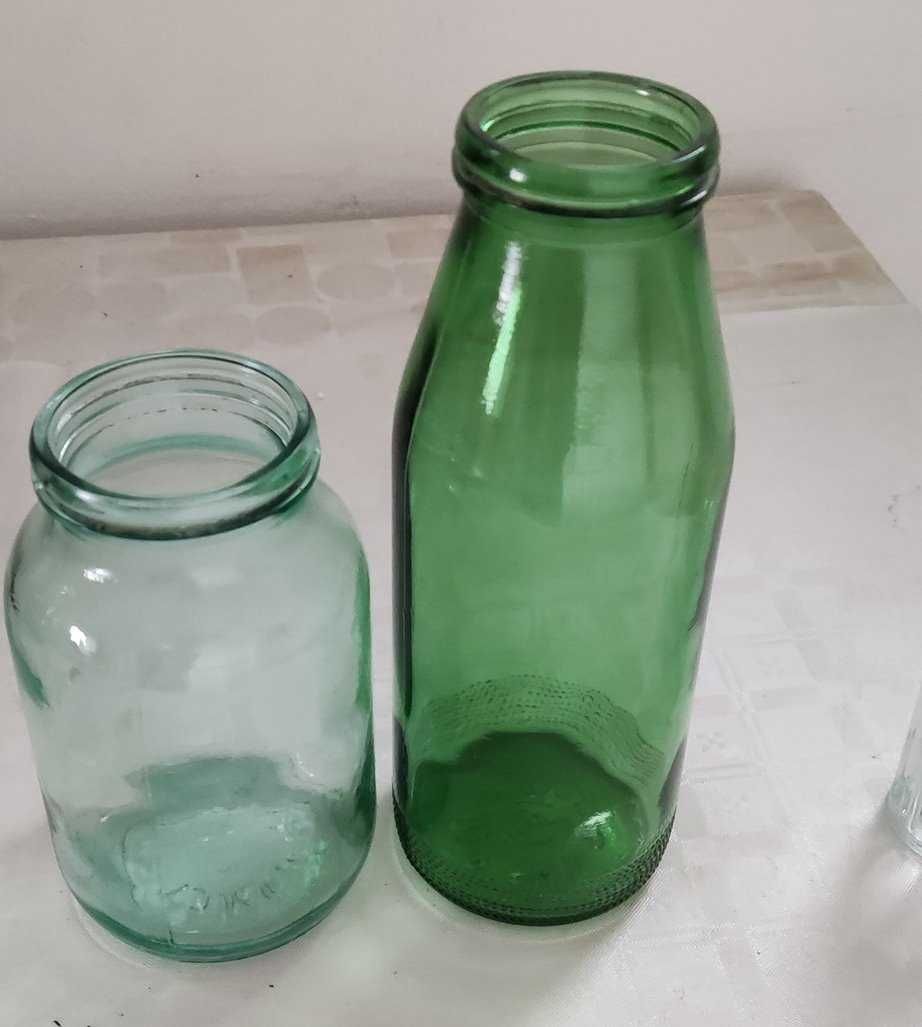 Colecție sifoane sticle borcane vechi anii 70 80 lapte iaurt conserve