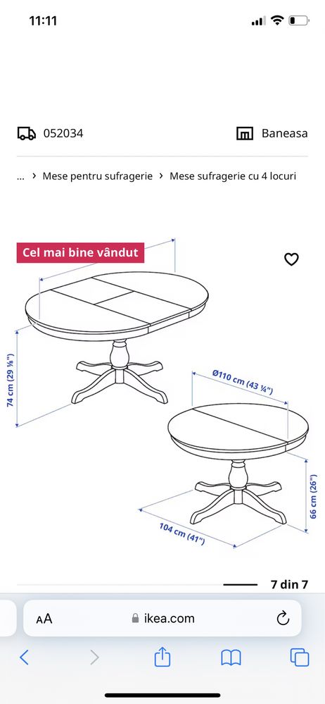 Masa ikea extensibilă