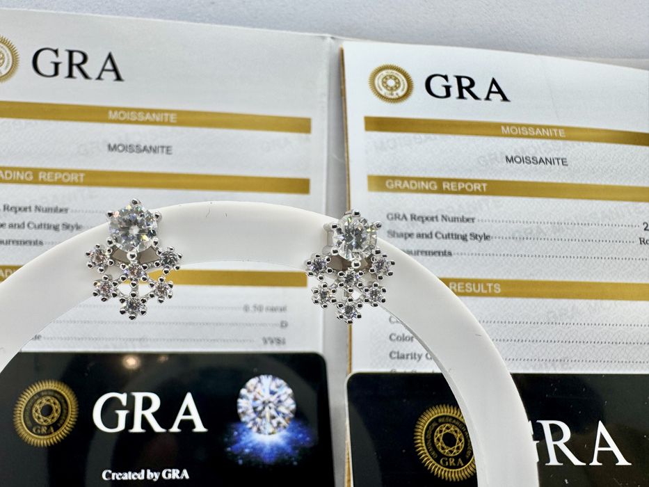 Сребърни обеци с мойсанит (Диамант) 0.5 карата