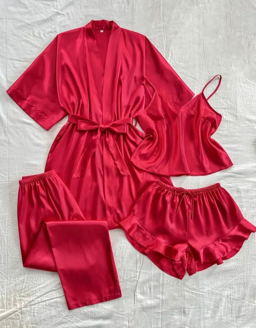 Set pijama satinată 4 piese