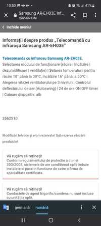 Vand telecomanda cu infraroșu  samsung AR-EH03E