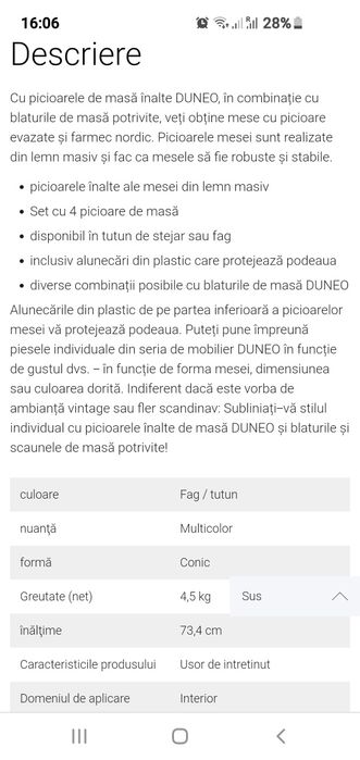 Set 4 Picioare lemn masiv stejar