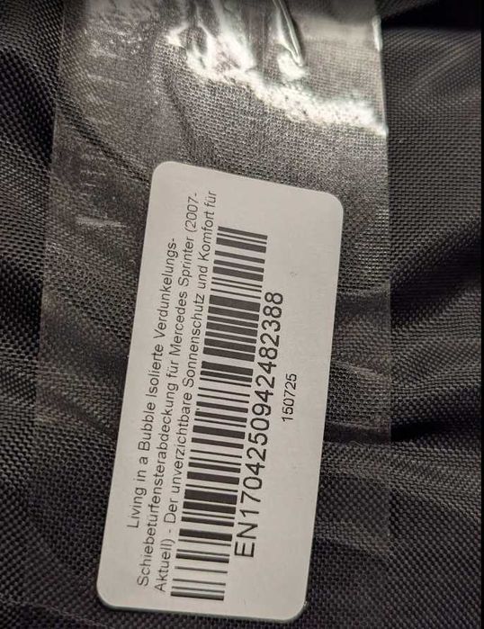 Покривало за страничен прозорец на Mercedes Sprinter кемпер