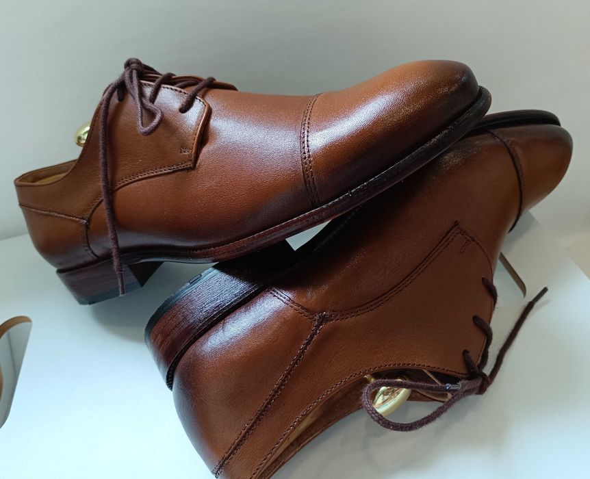 Pantofi derby 41 cap toe premium Oliver Jacob NOI piele naturala moale
